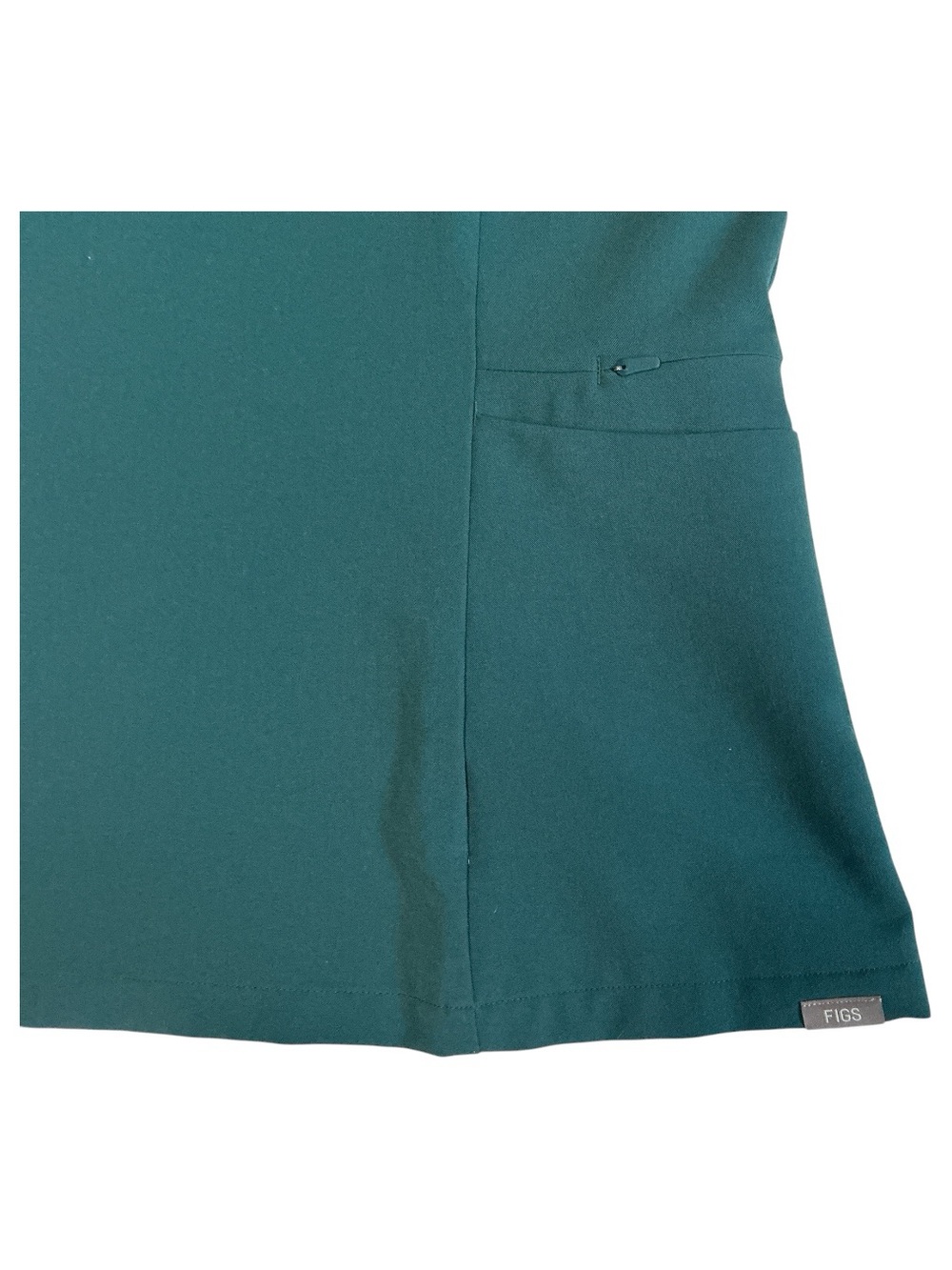 Figs Teal Scrub Top Short-Sleeve Notched Collar - Picture 3 of 7